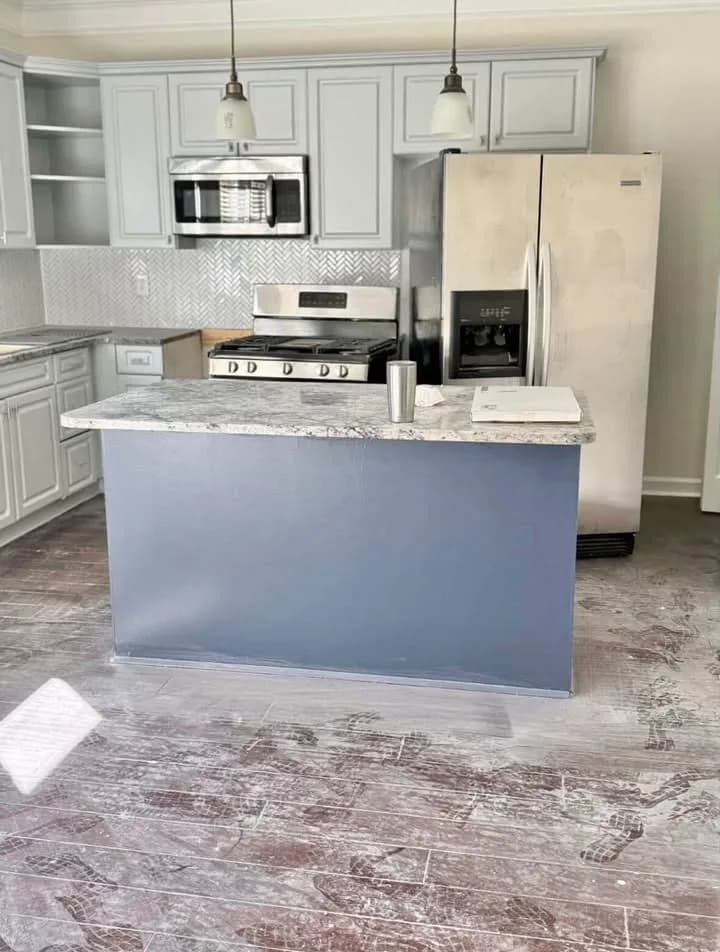 Kitchen before post-construction cleanup in Jacksonville FL