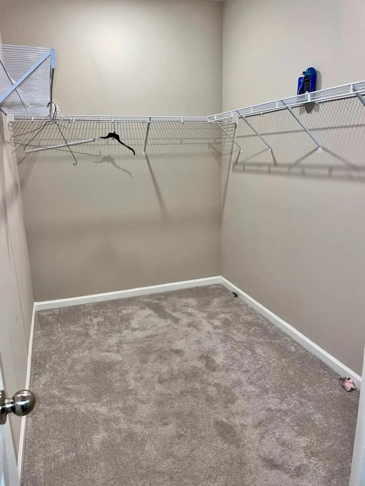 Walk-in closet before move-out cleaning in Jacksonville FL