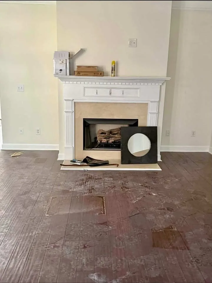 Living room before post-construction cleanup in Jacksonville FL